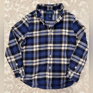 Ralph Lauren Boys Plaid Dark Blue Shirt Size 7